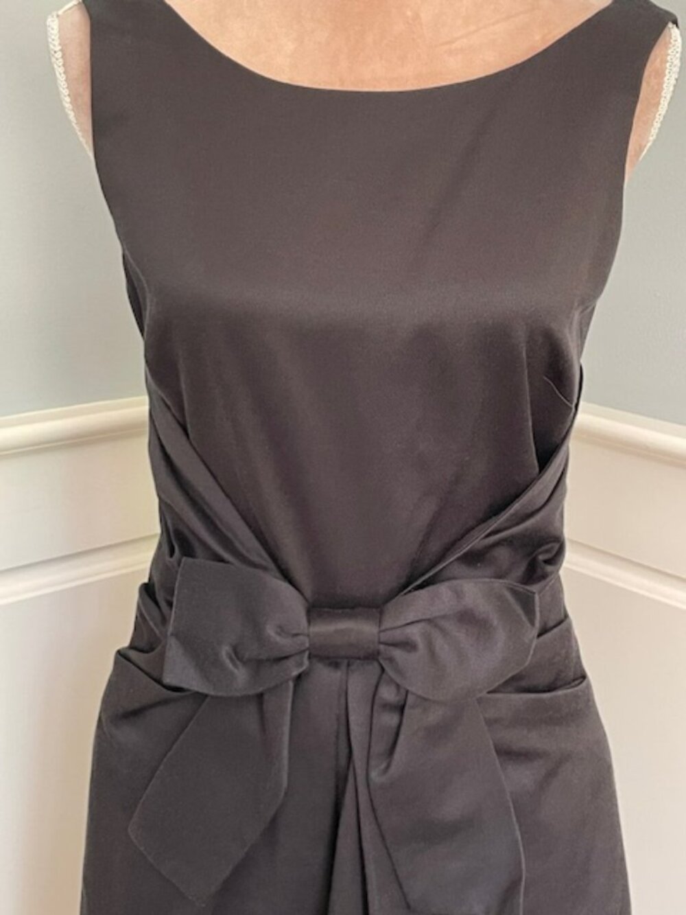 Kate Spade Jillian Bow Dress Cotton & Silk LBD Formal Black Cocktail Size 6 - Picture 3 of 9